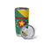 Grenada Coat of Arms Tumbler Cup with Yellow Green Flag Colors and Tribal Pattern Design - Wonder Print Shop
