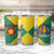 Grenada Coat of Arms Tumbler Cup with Yellow Green Flag Colors and Tribal Pattern Design - Wonder Print Shop