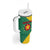 Grenada Coat of Arms Tumbler With Handle with Yellow Green Flag Colors and Tribal Pattern Design - Wonder Print Shop