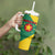 Grenada Coat of Arms Tumbler With Handle with Yellow Green Flag Colors and Tribal Pattern Design - Wonder Print Shop