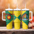 Grenada Coat of Arms Tumbler With Handle with Yellow Green Flag Colors and Tribal Pattern Design - Wonder Print Shop