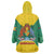 Grenada Coat of Arms Wearable Blanket Hoodie with Yellow Green Flag Colors and Tribal Pattern Design - Wonder Print Shop