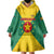 Grenada Coat of Arms Wearable Blanket Hoodie with Yellow Green Flag Colors and Tribal Pattern Design - Wonder Print Shop