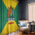 Grenada Coat of Arms Window Curtain with Yellow Green Flag Colors and Tribal Pattern Design - Wonder Print Shop