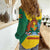 Grenada Coat of Arms Women Casual Shirt with Yellow Green Flag Colors and Tribal Pattern Design - Wonder Print Shop