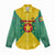 Grenada Coat of Arms Women Casual Shirt with Yellow Green Flag Colors and Tribal Pattern Design - Wonder Print Shop