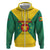 Grenada Coat of Arms Zip Hoodie with Yellow Green Flag Colors and Tribal Pattern Design - Wonder Print Shop