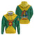 Grenada Coat of Arms Zip Hoodie with Yellow Green Flag Colors and Tribal Pattern Design - Wonder Print Shop