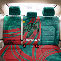 Grenada Sea Turtle Back Car Seat Cover with Red Wave Stripes and Ocean Water Background - Wonder Print Shop