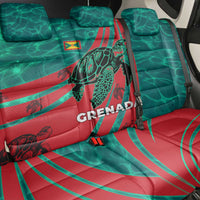 Grenada Sea Turtle Back Car Seat Cover with Red Wave Stripes and Ocean Water Background - Wonder Print Shop