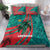 Grenada Sea Turtle Bedding Set with Red Wave Stripes and Ocean Water Background - Wonder Print Shop