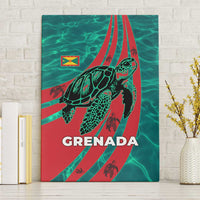 Grenada Sea Turtle Canvas Wall Art with Red Wave Stripes and Ocean Water Background - Wonder Print Shop