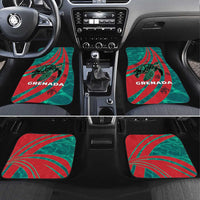 Grenada Sea Turtle Car Mats with Red Wave Stripes and Ocean Water Background - Wonder Print Shop