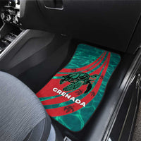 Grenada Sea Turtle Car Mats with Red Wave Stripes and Ocean Water Background - Wonder Print Shop