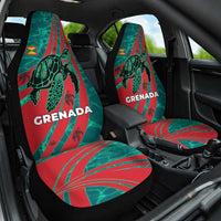Grenada Sea Turtle Car Seat Cover with Red Wave Stripes and Ocean Water Background - Wonder Print Shop