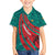 Grenada Sea Turtle Kid Hawaiian Shirt with Red Wave Stripes and Ocean Water Background - Wonder Print Shop