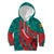 Grenada Sea Turtle Kid Hoodie with Red Wave Stripes and Ocean Water Background - Wonder Print Shop