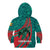 Grenada Sea Turtle Kid Hoodie with Red Wave Stripes and Ocean Water Background - Wonder Print Shop