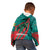 Grenada Sea Turtle Kid Hoodie with Red Wave Stripes and Ocean Water Background - Wonder Print Shop