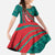 Grenada Sea Turtle Kid Short Sleeve Dress with Red Wave Stripes and Ocean Water Background - Wonder Print Shop