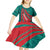 Grenada Sea Turtle Kid Short Sleeve Dress with Red Wave Stripes and Ocean Water Background - Wonder Print Shop
