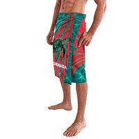 Grenada Sea Turtle Lavalava with Red Wave Stripes and Ocean Water Background - Wonder Print Shop