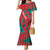 Grenada Sea Turtle Mermaid Dress with Red Wave Stripes and Ocean Water Background - Wonder Print Shop