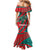 Grenada Sea Turtle Mermaid Dress with Red Wave Stripes and Ocean Water Background - Wonder Print Shop