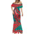Grenada Sea Turtle Mermaid Dress with Red Wave Stripes and Ocean Water Background - Wonder Print Shop