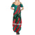 Grenada Sea Turtle Summer Maxi Dress with Red Wave Stripes and Ocean Water Background - Wonder Print Shop