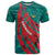 Grenada Sea Turtle T Shirt with Red Wave Stripes and Ocean Water Background - Wonder Print Shop