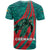 Grenada Sea Turtle T Shirt with Red Wave Stripes and Ocean Water Background - Wonder Print Shop