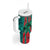 Grenada Sea Turtle Tumbler With Handle with Red Wave Stripes and Ocean Water Background - Wonder Print Shop