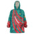 Grenada Sea Turtle Wearable Blanket Hoodie with Red Wave Stripes and Ocean Water Background - Wonder Print Shop