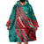 Grenada Sea Turtle Wearable Blanket Hoodie with Red Wave Stripes and Ocean Water Background - Wonder Print Shop
