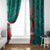 Grenada Sea Turtle Window Curtain with Red Wave Stripes and Ocean Water Background - Wonder Print Shop