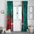 Grenada Sea Turtle Window Curtain with Red Wave Stripes and Ocean Water Background - Wonder Print Shop