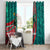 Grenada Sea Turtle Window Curtain with Red Wave Stripes and Ocean Water Background - Wonder Print Shop