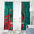 Grenada Sea Turtle Window Curtain with Red Wave Stripes and Ocean Water Background - Wonder Print Shop