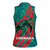 Grenada Sea Turtle Women Sleeveless Polo Shirt with Red Wave Stripes and Ocean Water Background - Wonder Print Shop