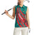 Grenada Sea Turtle Women Sleeveless Polo Shirt with Red Wave Stripes and Ocean Water Background - Wonder Print Shop