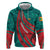 Grenada Sea Turtle Zip Hoodie with Red Wave Stripes and Ocean Water Background - Wonder Print Shop