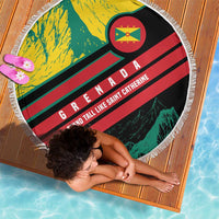Grenada Mountain Graphic Beach Blanket with National Flag and Saint Catherine Quote Design - Wonder Print Shop