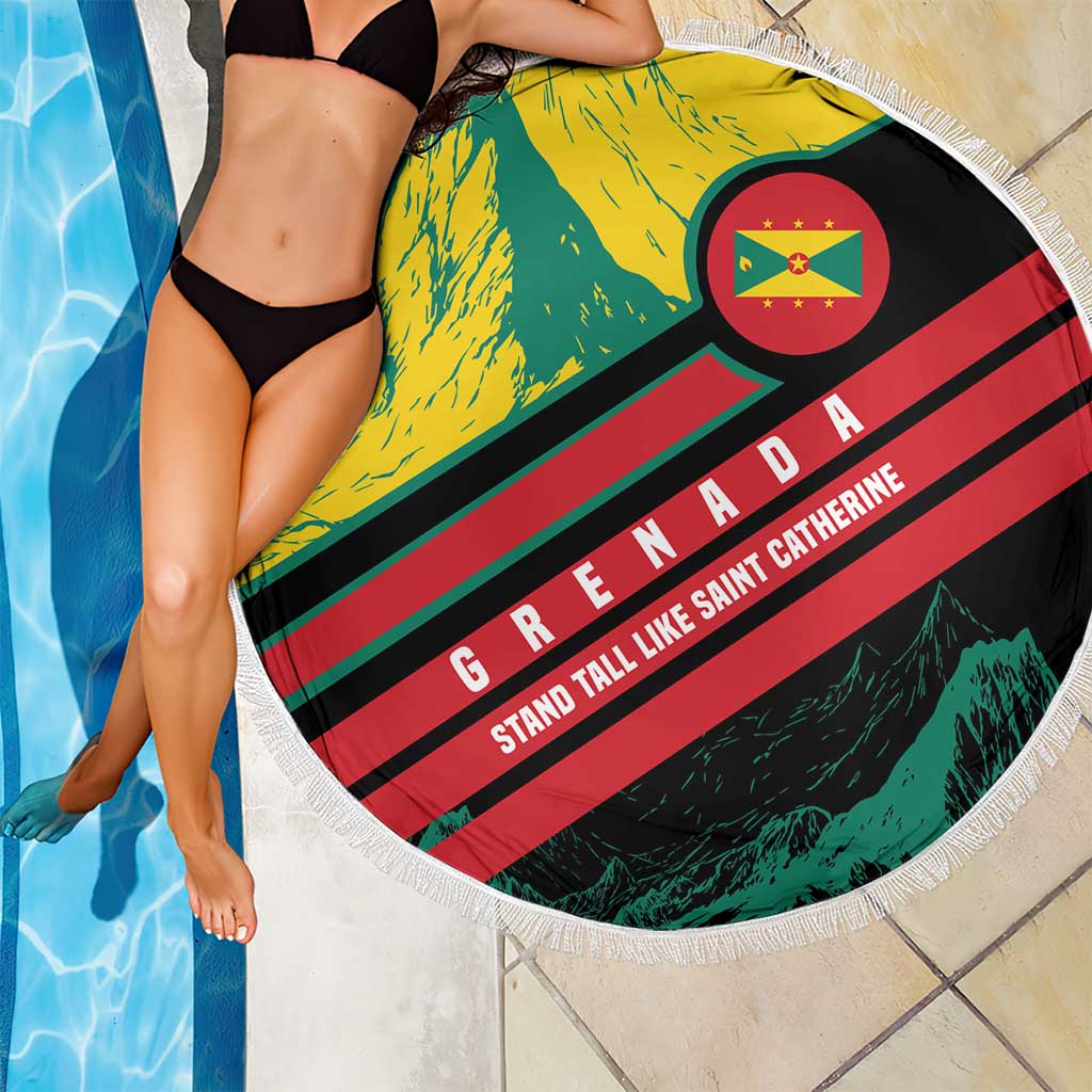 Grenada Mountain Graphic Beach Blanket with National Flag and Saint Catherine Quote Design - Wonder Print Shop