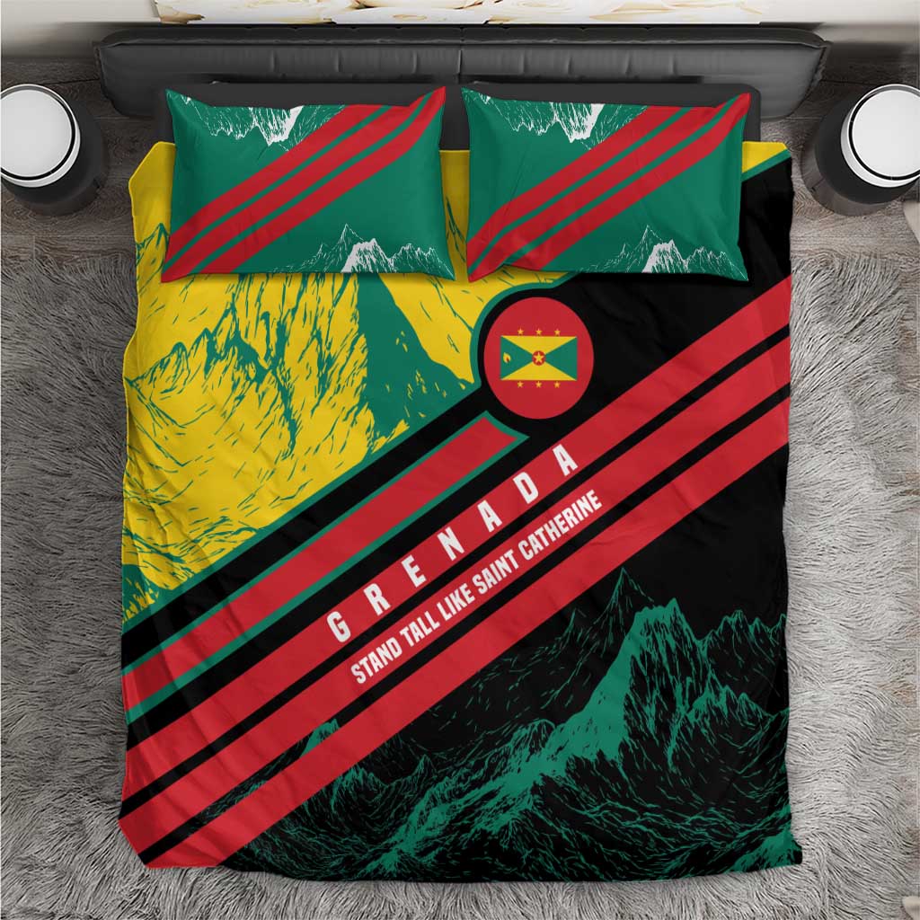 Grenada Mountain Graphic Bedding Set with National Flag and Saint Catherine Quote Design - Wonder Print Shop