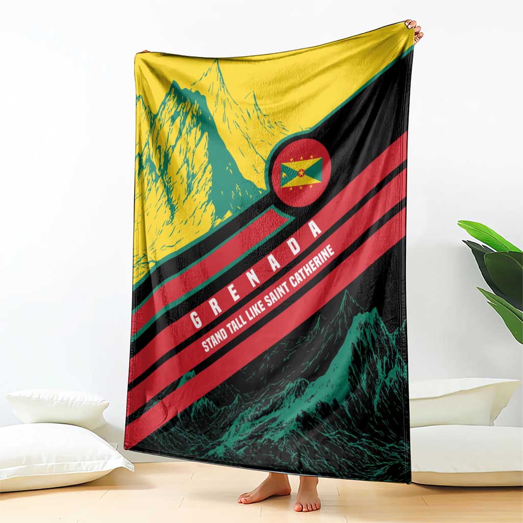 Grenada Mountain Graphic Blanket with National Flag and Saint Catherine Quote Design - Wonder Print Shop