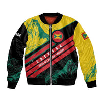 Grenada Mountain Graphic Bomber Jacket with National Flag and Saint Catherine Quote Design - Wonder Print Shop