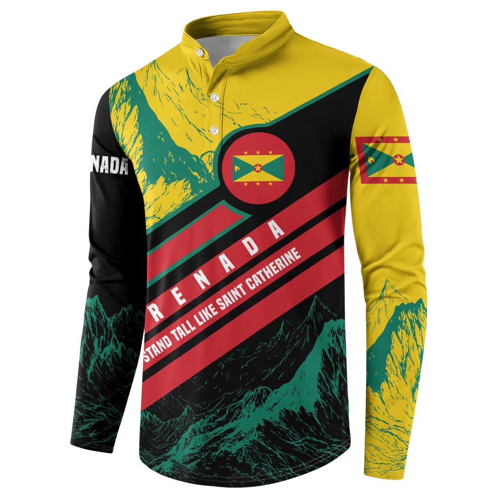 Grenada Mountain Graphic Button Sweatshirt with National Flag and Saint Catherine Quote Design - Wonder Print Shop