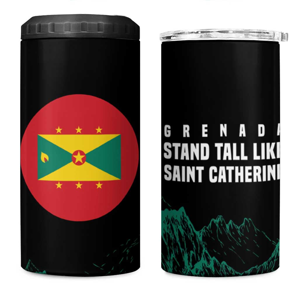 Grenada Mountain Graphic 4 in 1 Can Cooler Tumbler with National Flag and Saint Catherine Quote Design - Wonder Print Shop