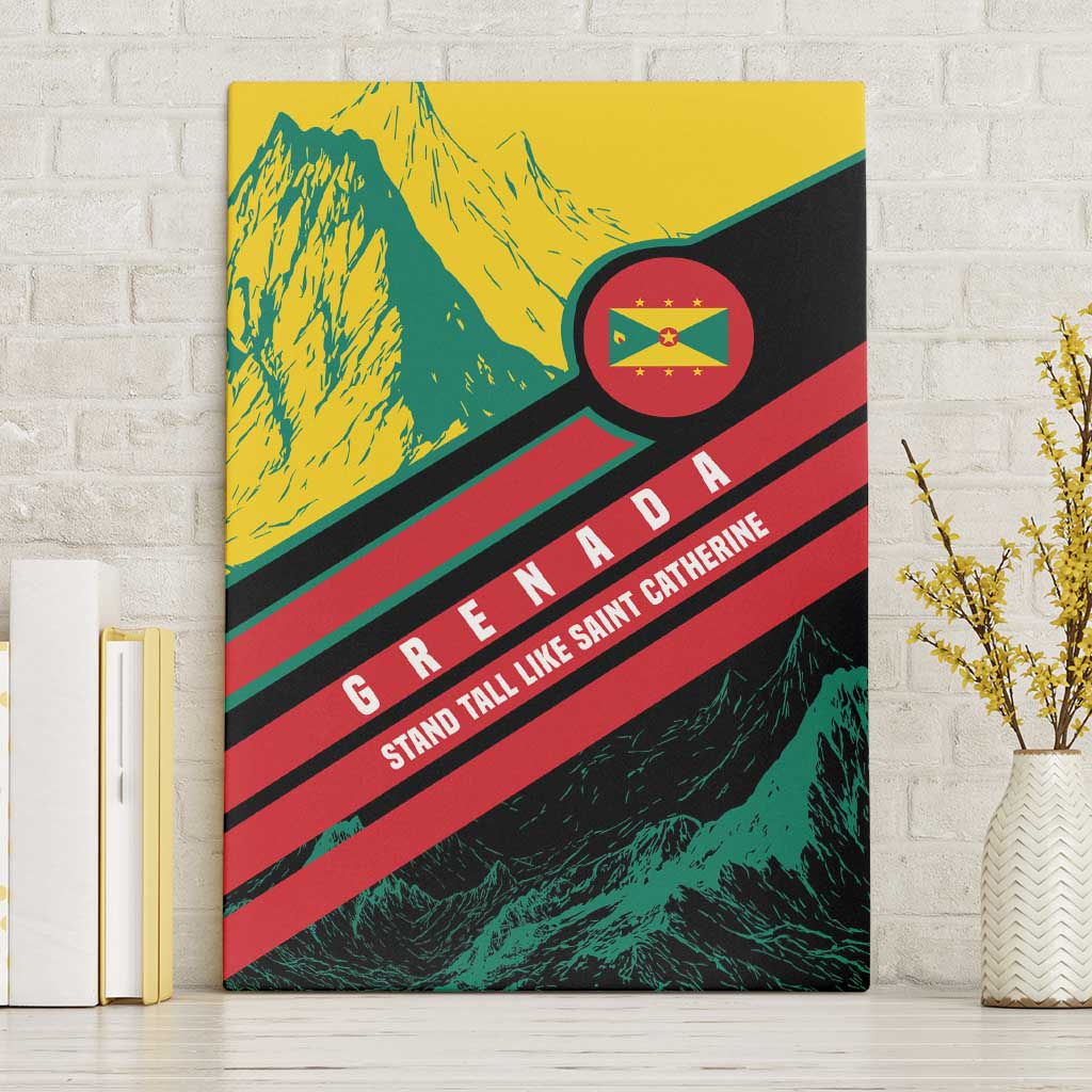 Grenada Mountain Graphic Canvas Wall Art with National Flag and Saint Catherine Quote Design - Wonder Print Shop